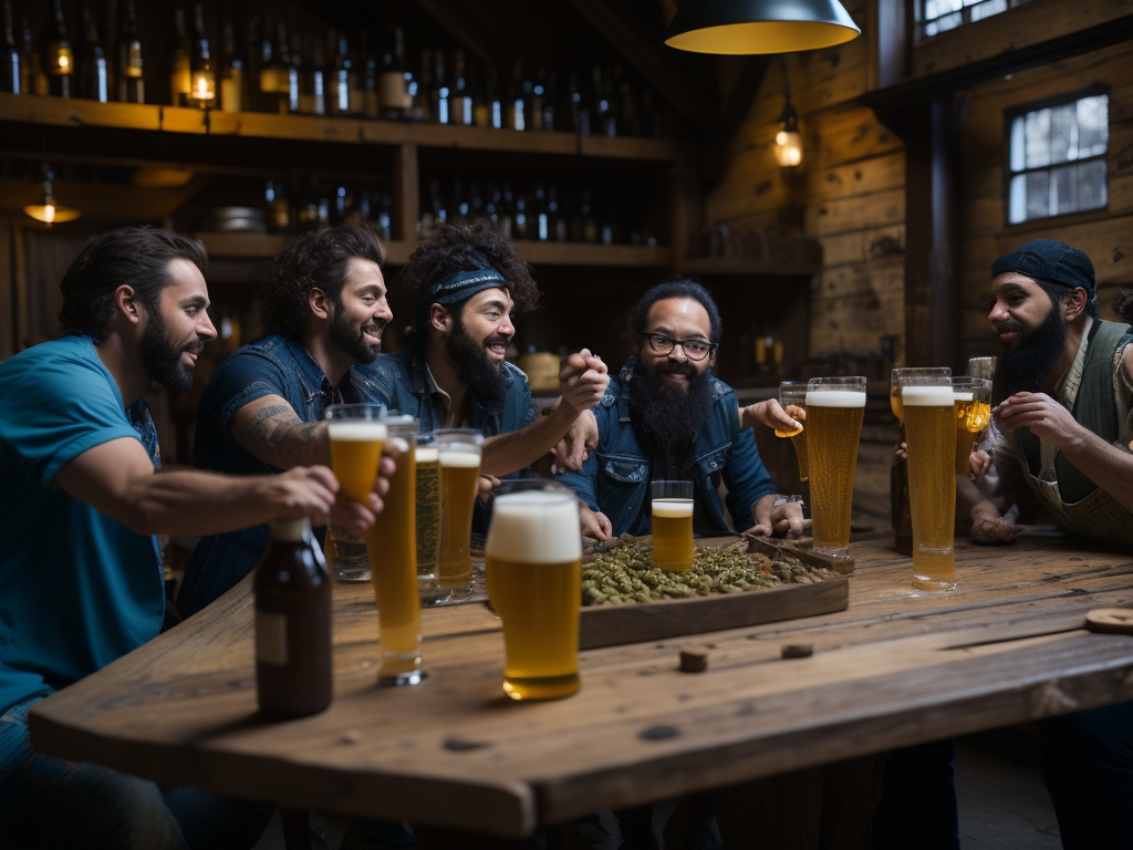 Group of brewers engaged in discussion