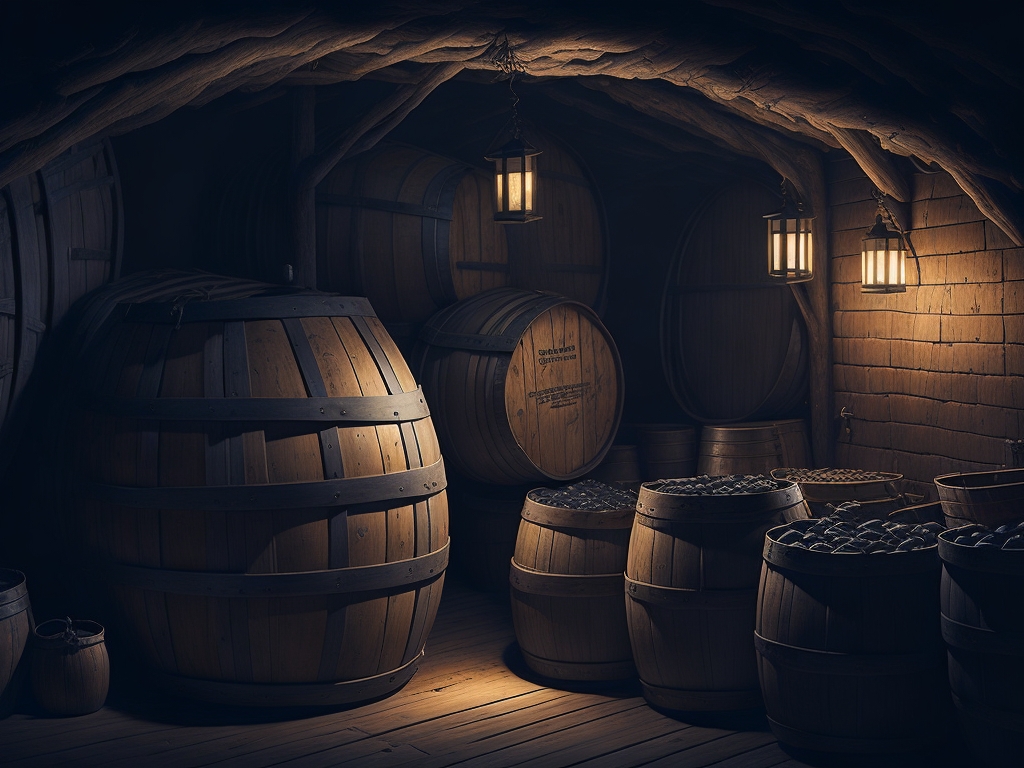 a beer aging in wooden barrels or bottles, symbolizing refined flavors and complexity.


